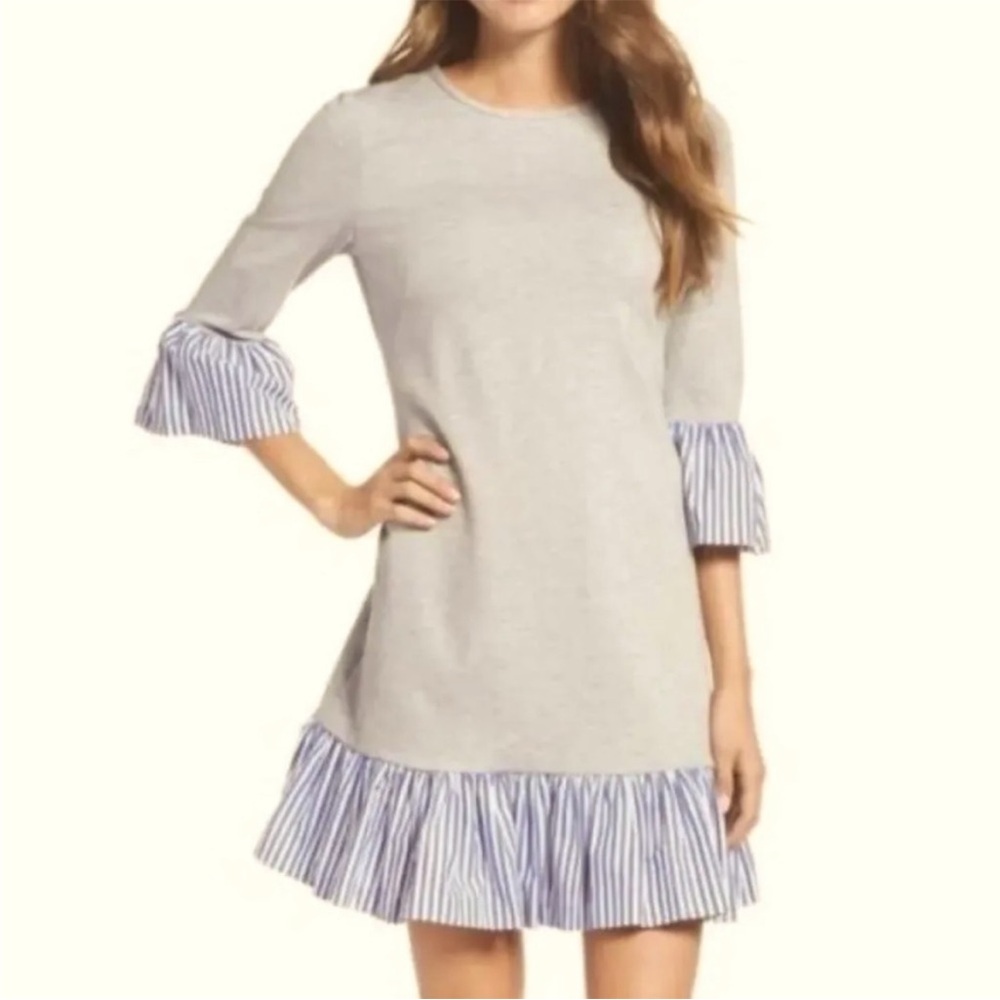 Eliza J Gray and Blue Striped Mini Dress